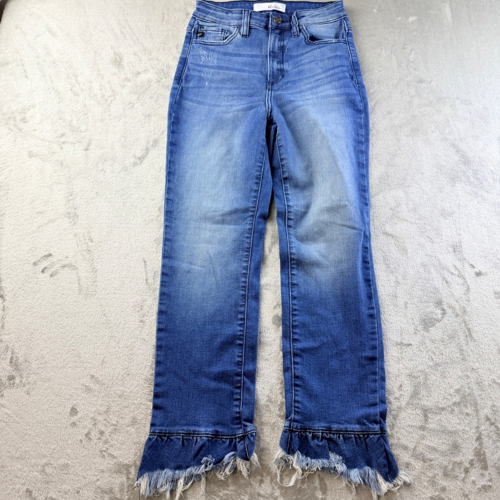 KanCan Women's High Rise Ruffle Hem Ankle Jeans KC9152D Blue Size 3/25